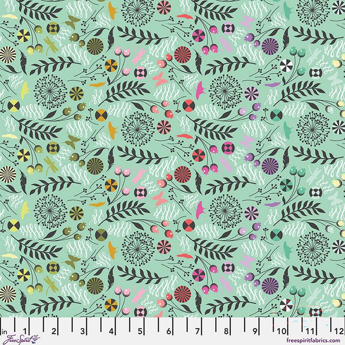 Prince Charming Deja Vu - Dandelion in Sweetmint - Tula Pink - Free Spirit (Pre-order: Sept 2026)