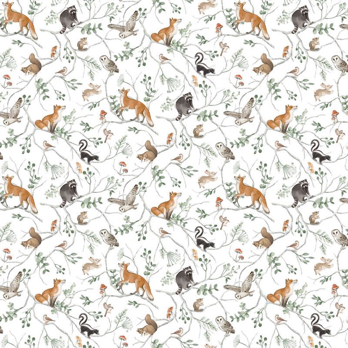Tanglewood - Animal Vine in White - Deborah Edwards - Northcott (Pre-order: Sept 2026)