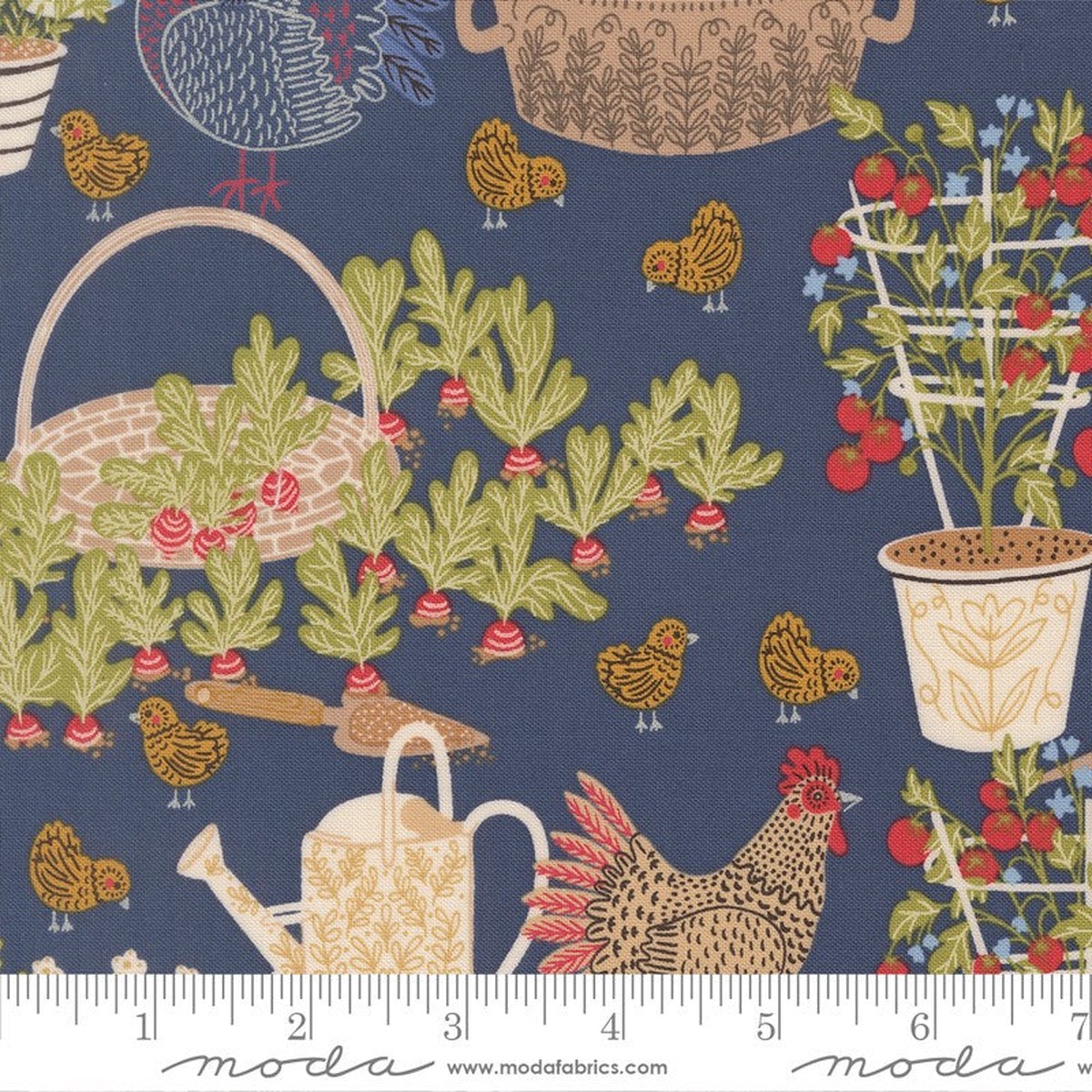 The Henhouse - Chicken Garden in Denim - Gingiber - Moda