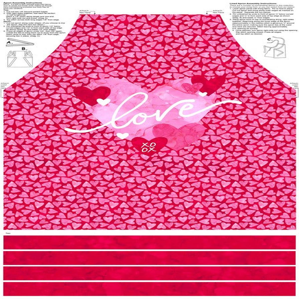 Forever Love - Apron PANEL in Red Multi - Deborah Edwards & Emily Wenk - Northcott