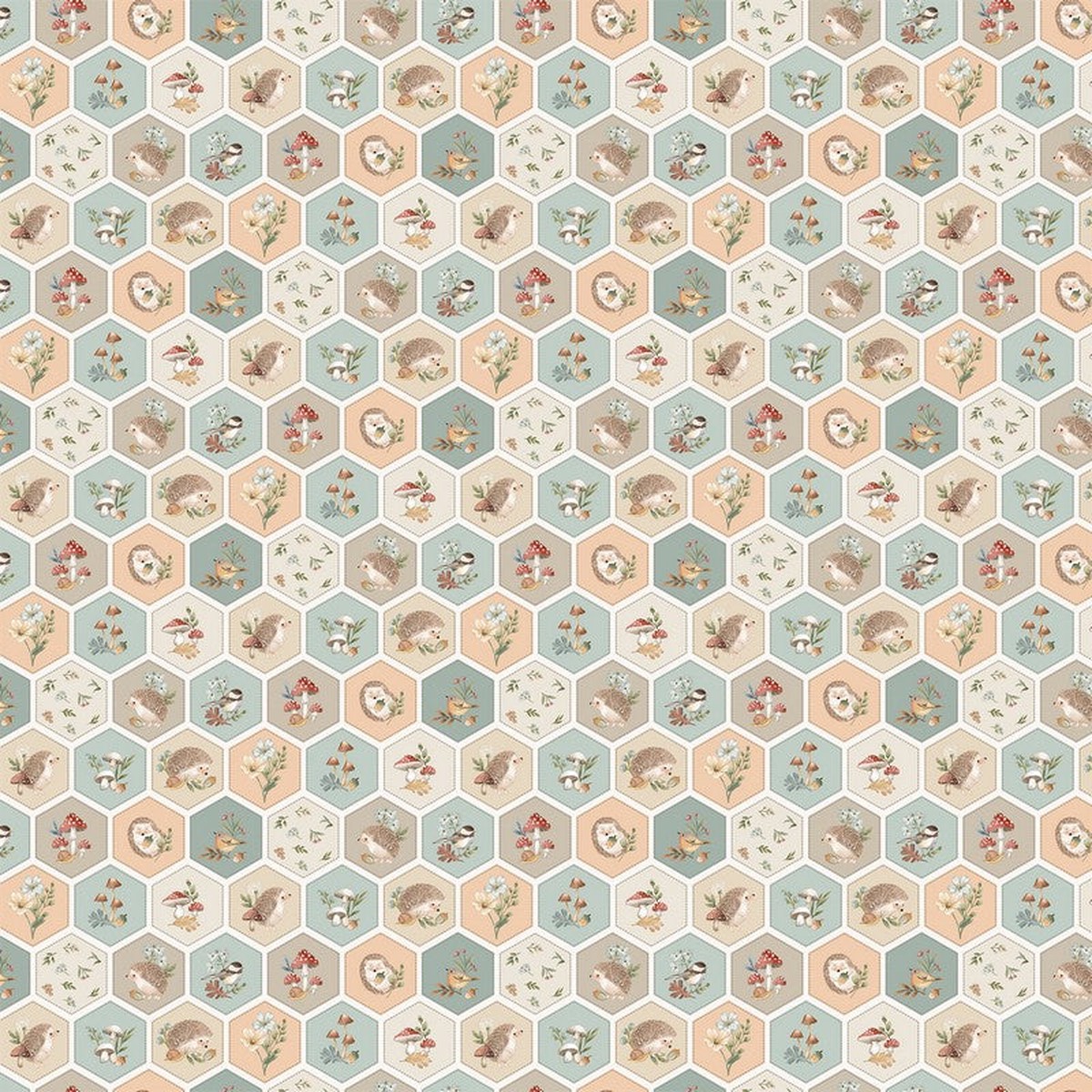 Hedgehog Hollow - Hexies in Cream - Deborah Edwards - Northcott (Pre-order: Dec 2026)