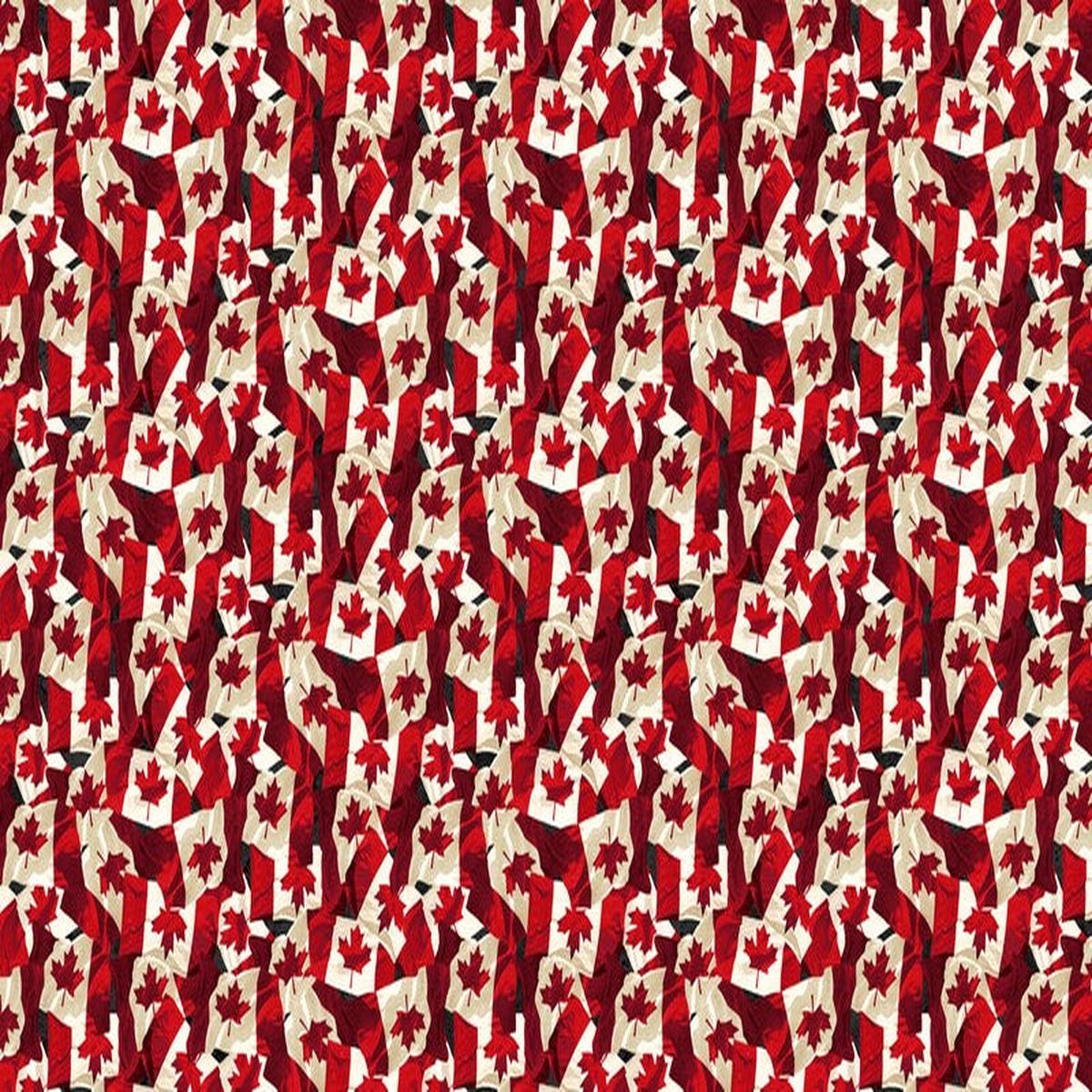 Oh Canada 14 - Flag Collage in Red - Deborah Edwards - Northcott