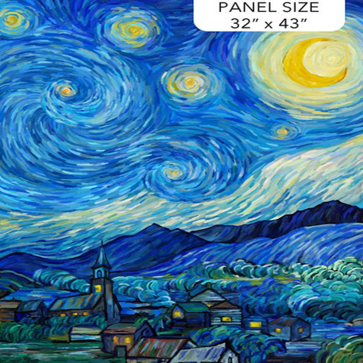 Starry Night - PANEL in Dark Blue - Elena Belokrinitski - Northcott