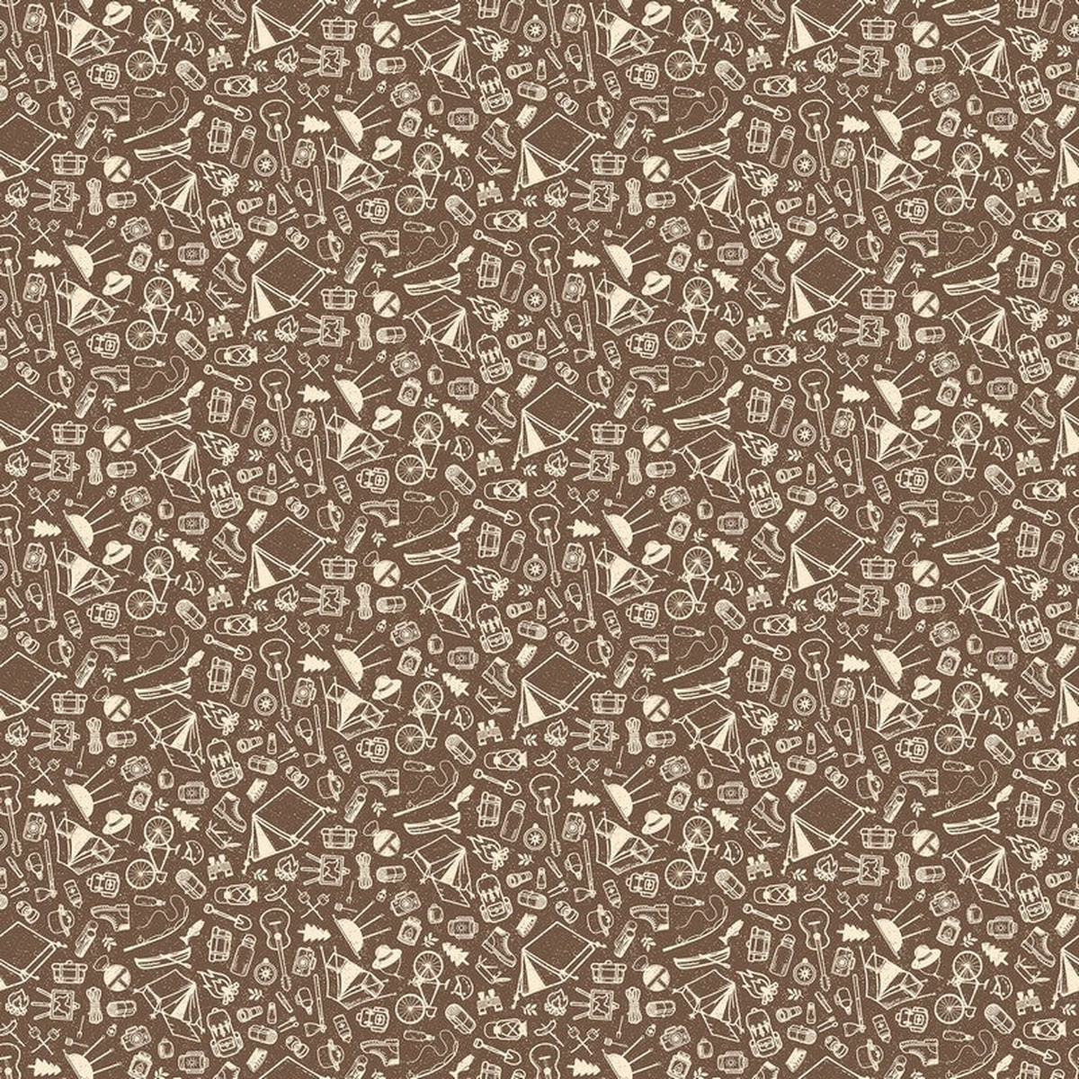 Camping Therapy - Camping Sketches in Brown - Patrick Lose - Northcott