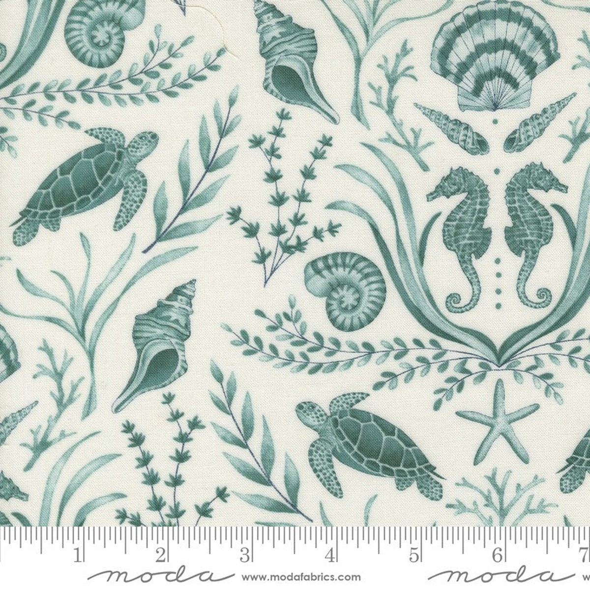 Seaside - Damask in Seafoam White/Aqua - Deb Strain - Moda (Pre-order: Feb 2027)