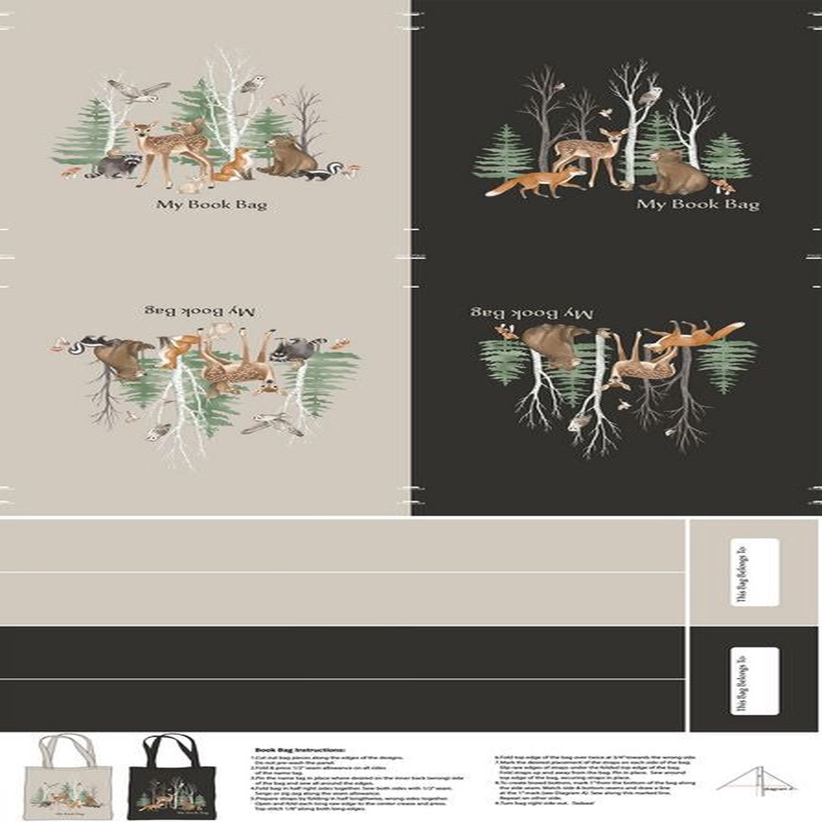 Tanglewood - Tote PANEL in Black - Deborah Edwards - Northcott (Pre-order: Sept 2026)