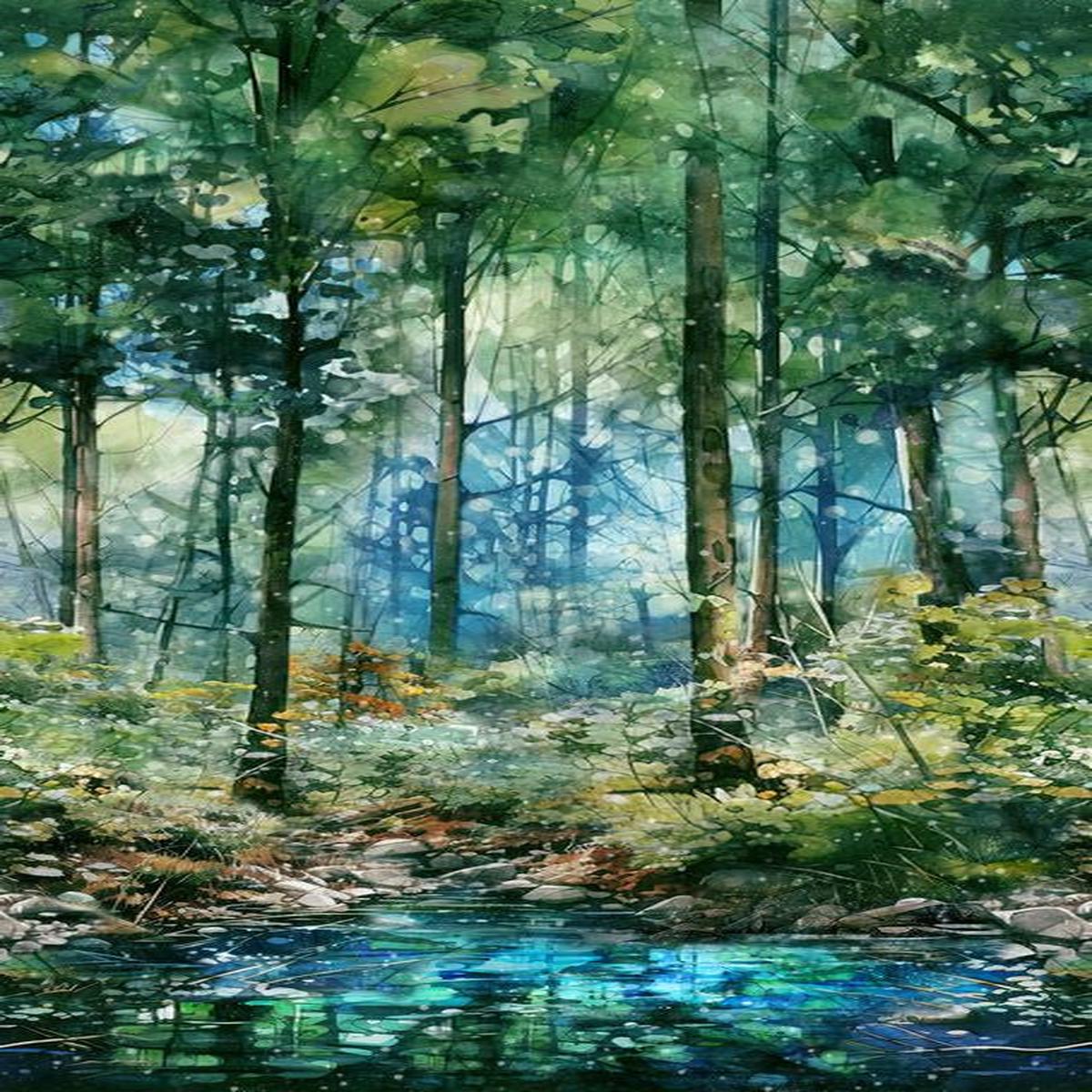 Serenity Springs 108" Wide Back - Scenic in Green - Deborah Edwards & Melanie Samra - Northcott