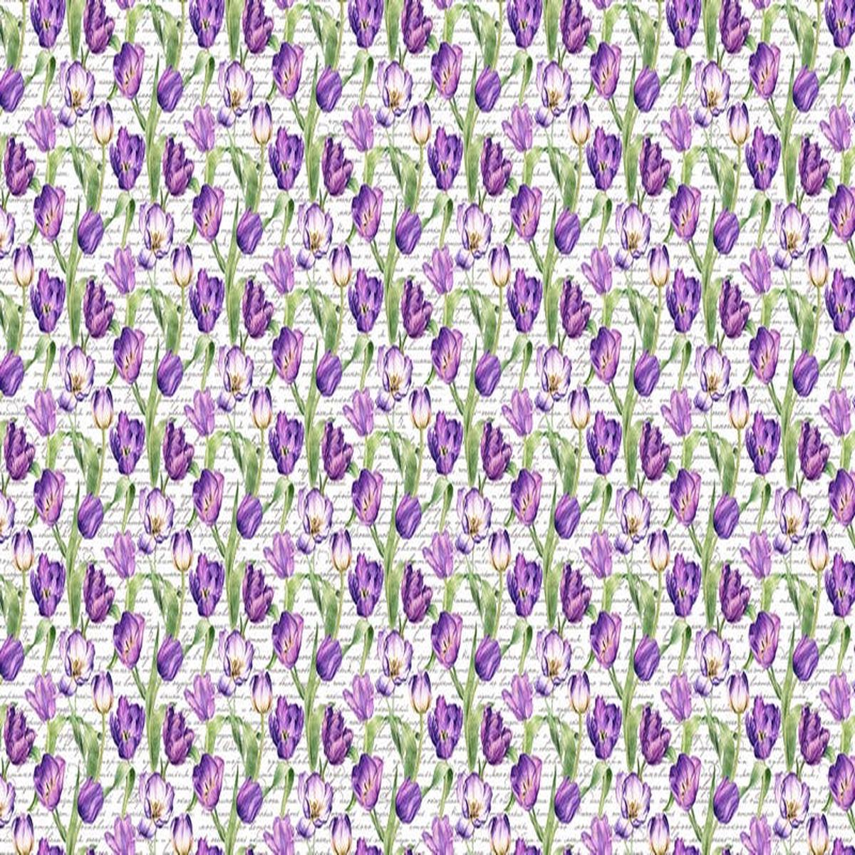 Tulip Garden - Script Tulips in White - Deborah Edwards - Northcott