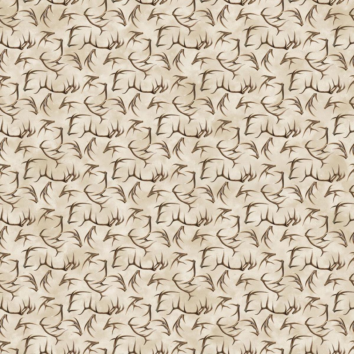 Highland Ridge - Tossed Antlers in Beige - Deborah Edwards & Rosemary Millette - Northcott (Pre-order: Dec 2026)