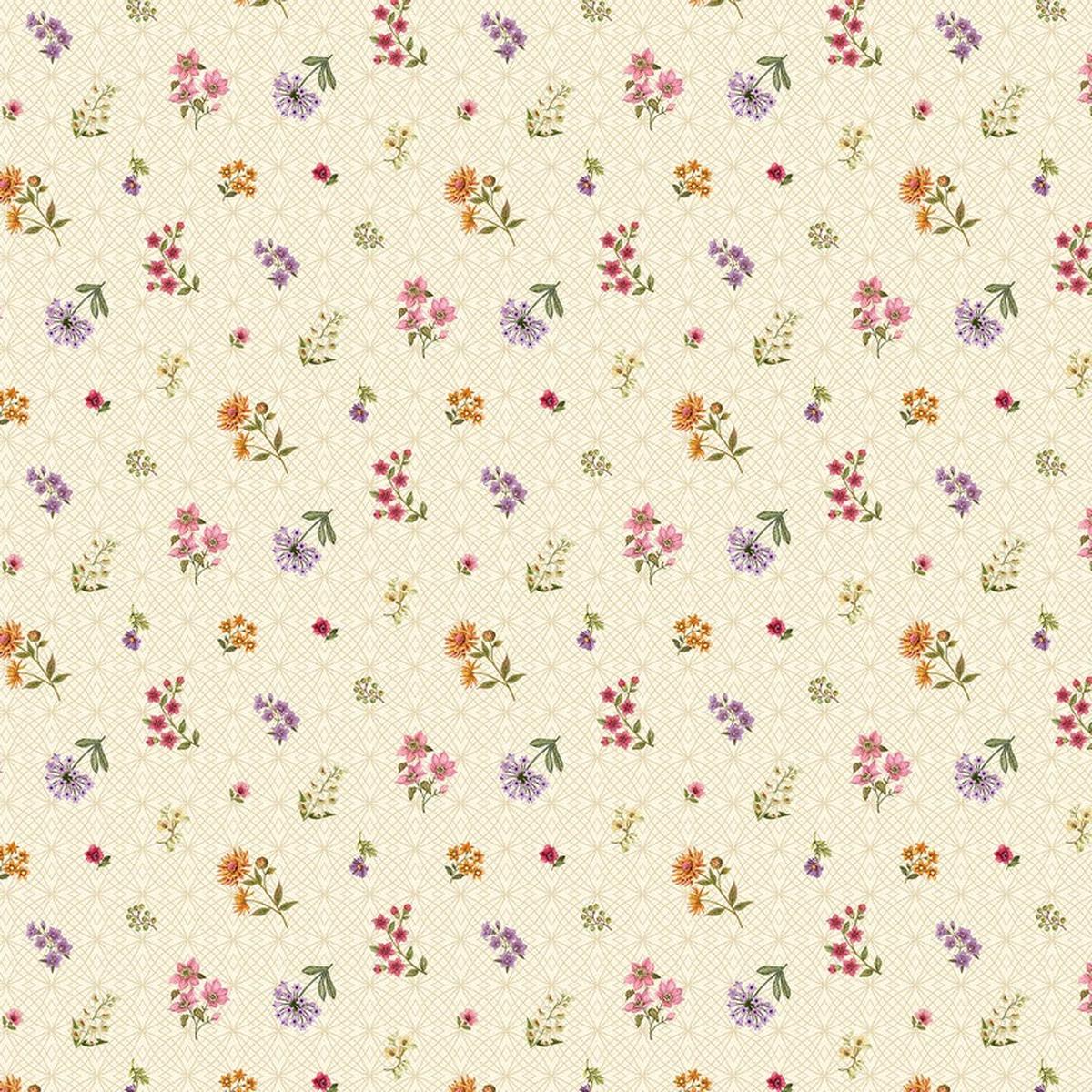 Botanica - Tossed Floral in Beige - Deborah Edwards & Kathryn Christenson - Northcott (Pre-order: Jan 2027)