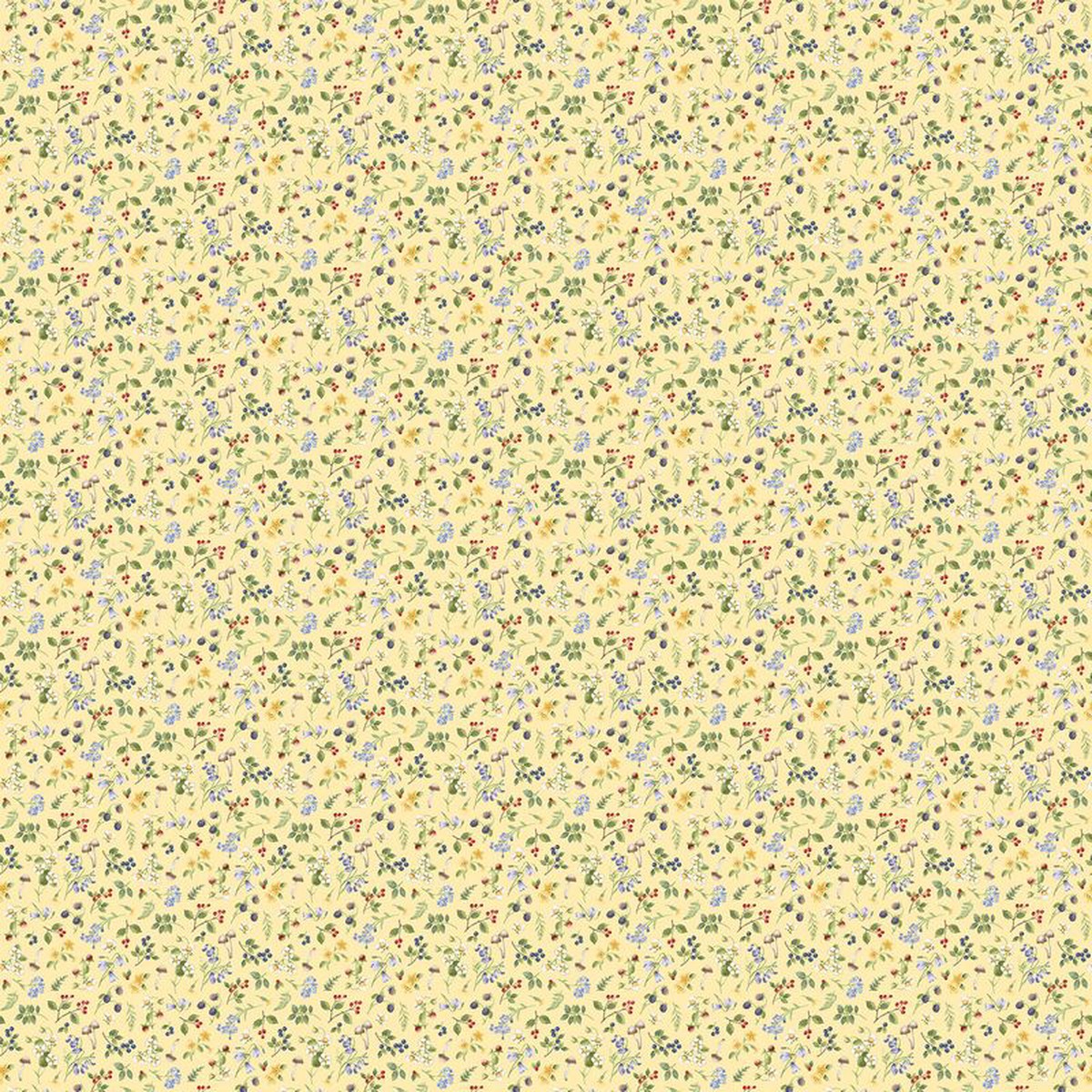Country Mouse - Small Floral Toss in Yellow - Deborah Edwards - Northcott
