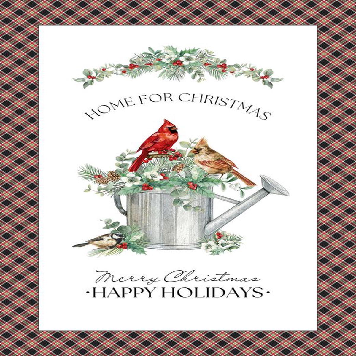 Home For Christmas - Panel in White - Deborah Edwards - Northcott