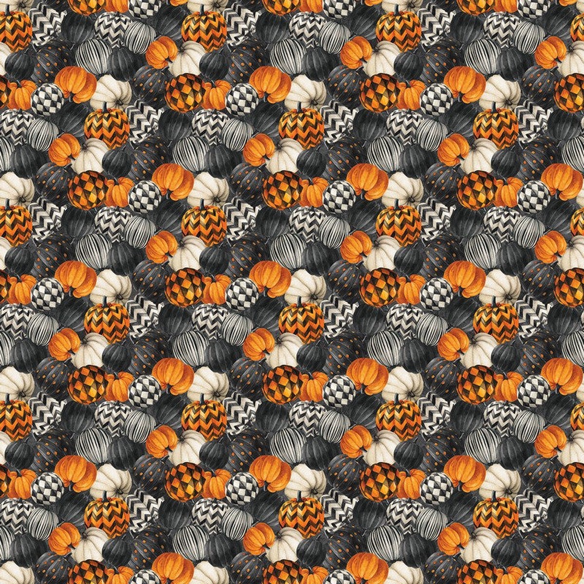 Night Owl - Packed Pumpkin in Charcoal - Deborah Edwards - Northcott