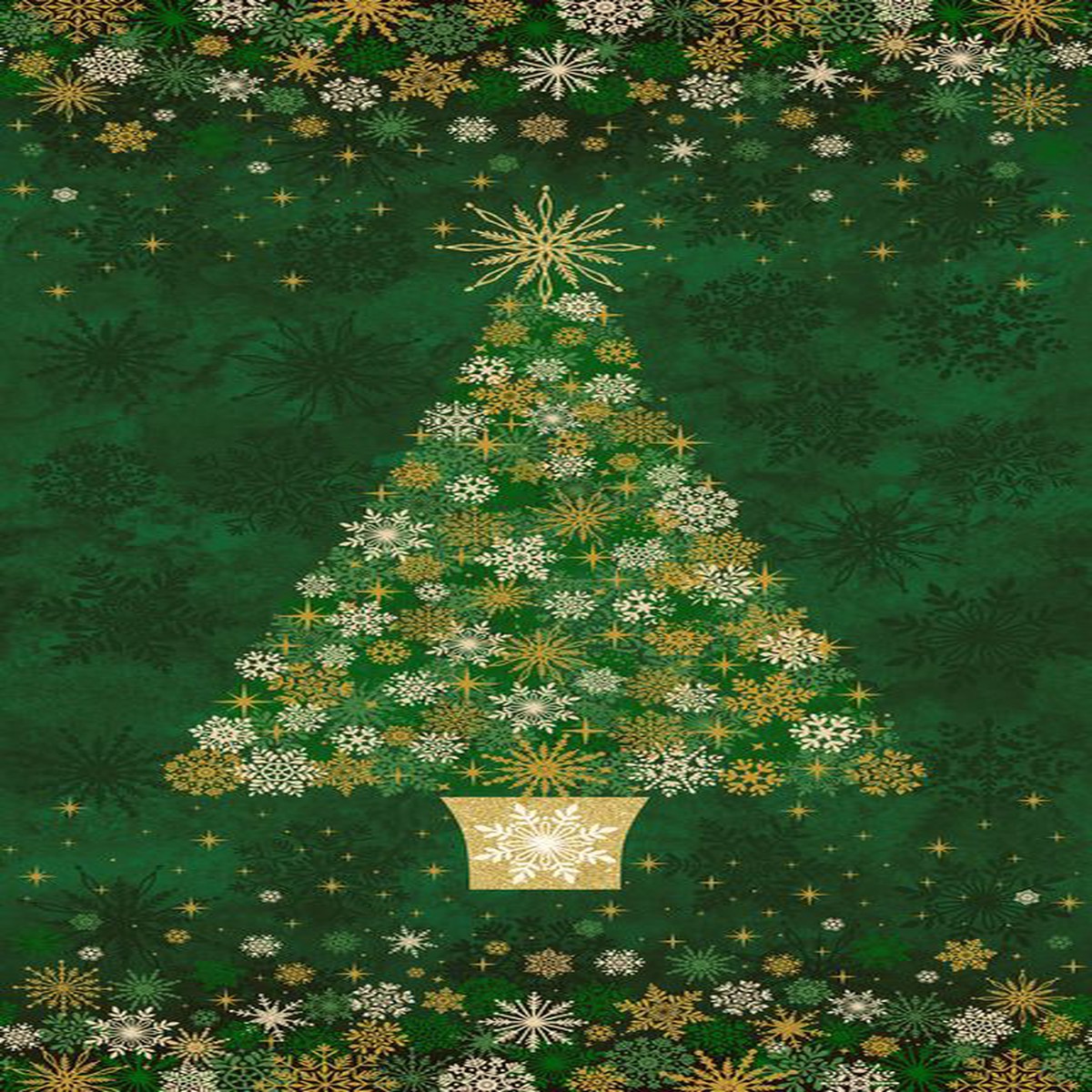 Oh Christmas Tree - Panel in Green METALLIC - Deborah Edwards - Northcott (Pre-order: Aug 2026)