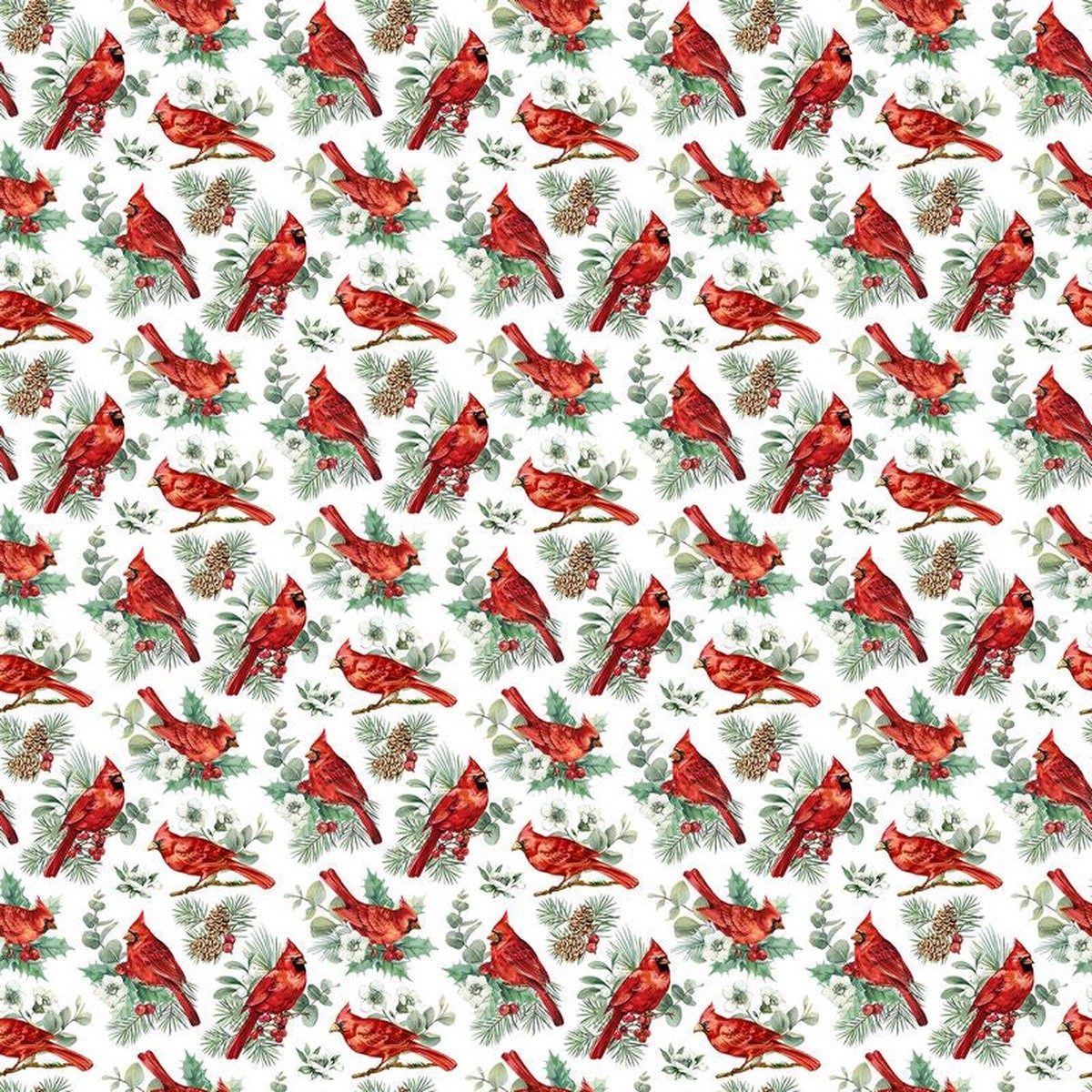 Home For Christmas - Cardinals in White - Deborah Edwards - Northcott