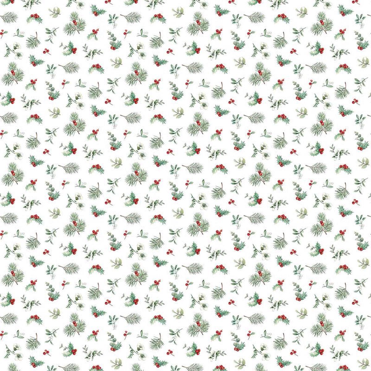 Home For Christmas - Greenery Toss in White - Deborah Edwards - Northcott (Pre-order: July 2026)