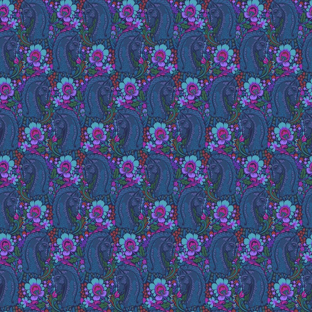 Mosaic Menagerie - Mane Event in Sapphire - Anna Maria Textiles (Northcott) (Pre-order: Dec 2026)