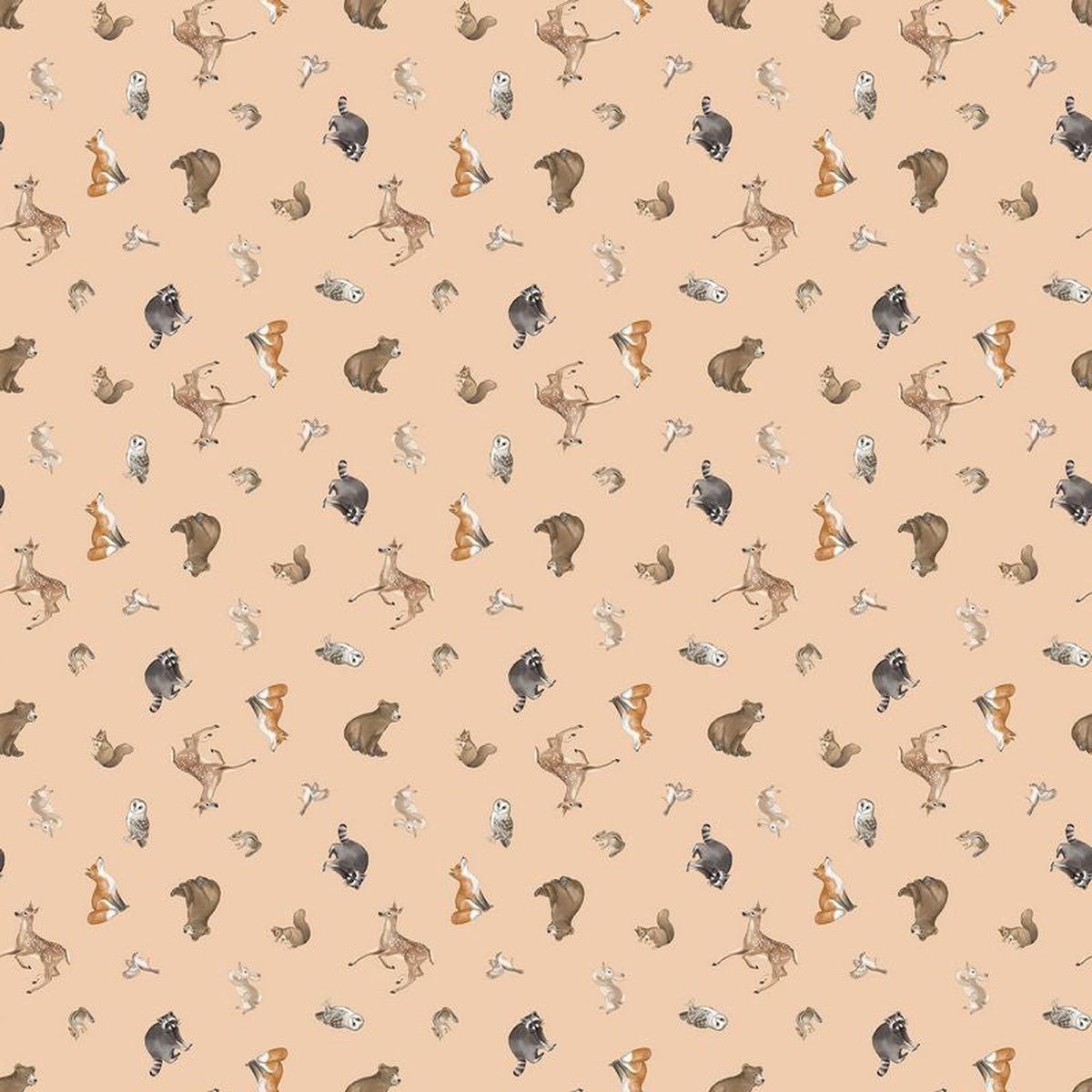 Tanglewood - Tossed Animals in Peach - Deborah Edwards - Northcott (Pre-order: Sept 2026)