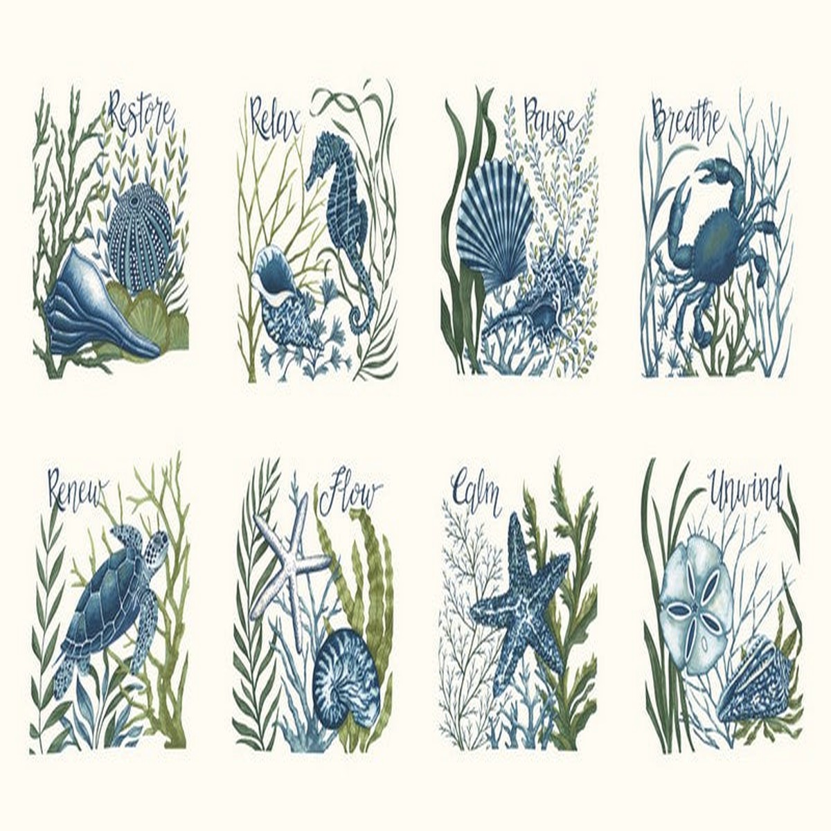 Seaside - Tiles PANEL in Seafoam White - Deb Strain - Moda (Pre-order: Feb 2027)