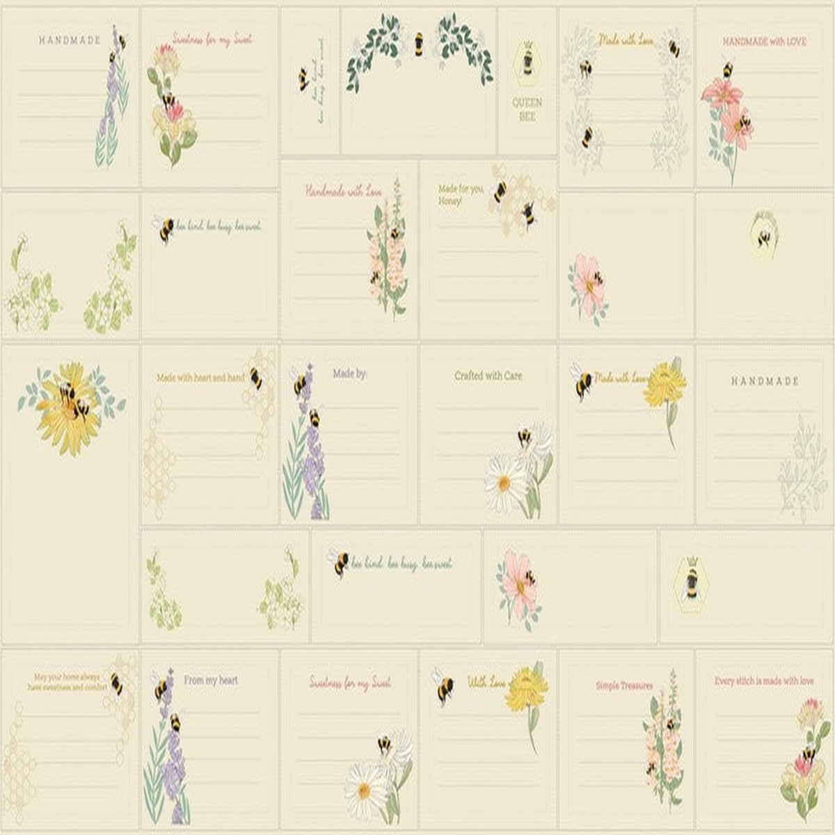 Pollinators - Quilt Label PANEL in Cloud - Robin Pickens - Moda (Pre-order: Jan 2027)