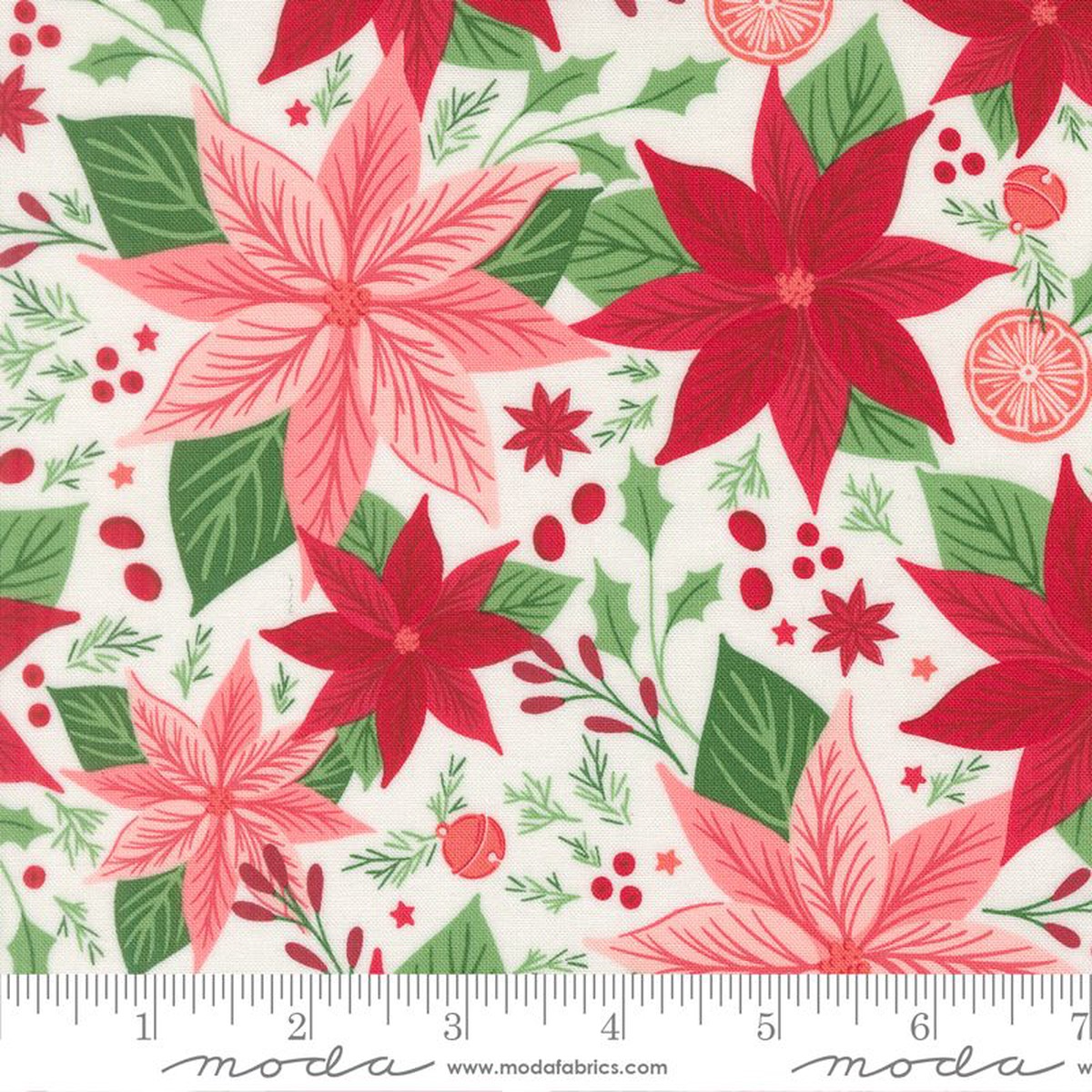 Merrily On High - Poinsettia in Snow - Sweetfire Road - Moda (Pre-order: Aug 2026)