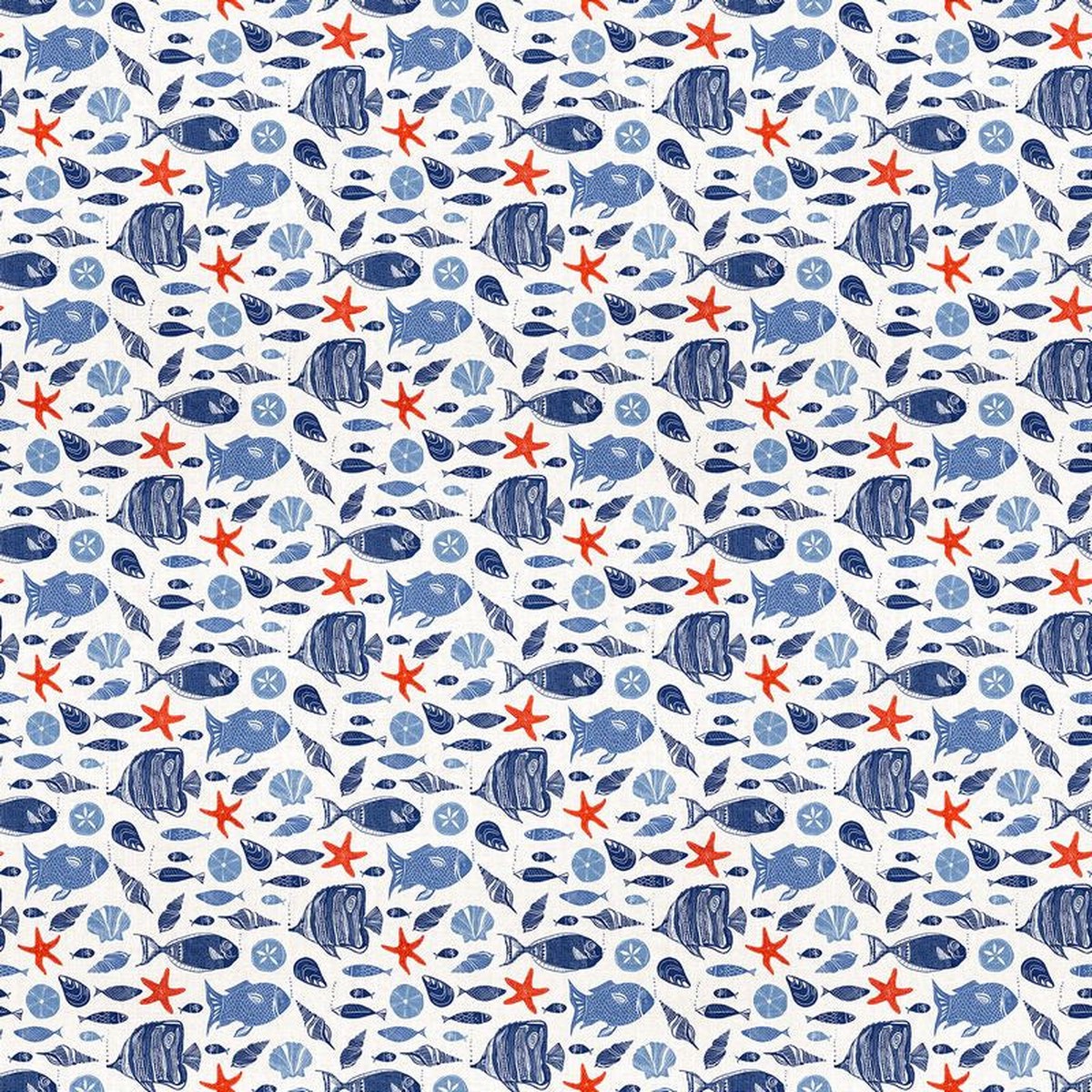 Take Me To The Beach - Fish & Shells in White - Northcott