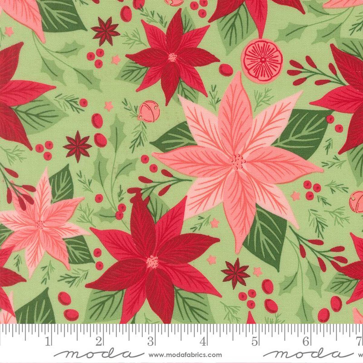 Merrily On High - Poinsettia in Evergreen - Sweetfire Road - Moda (Pre-order: Aug 2026)