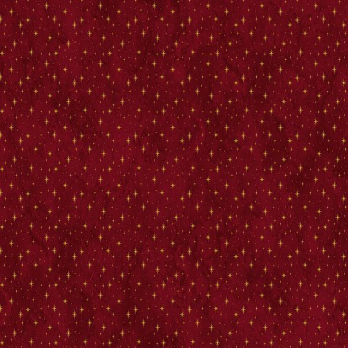 Oh Christmas Tree - Stars in Dark Red METALLIC - Deborah Edwards - Northcott