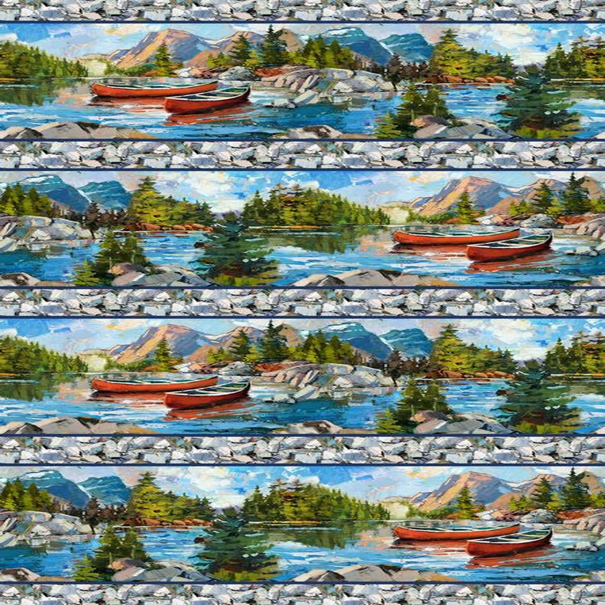 Canoe Lake - Border Stripe in Blue - Iosif Derecichei - Northcott (Pre-order: Sept 2026)