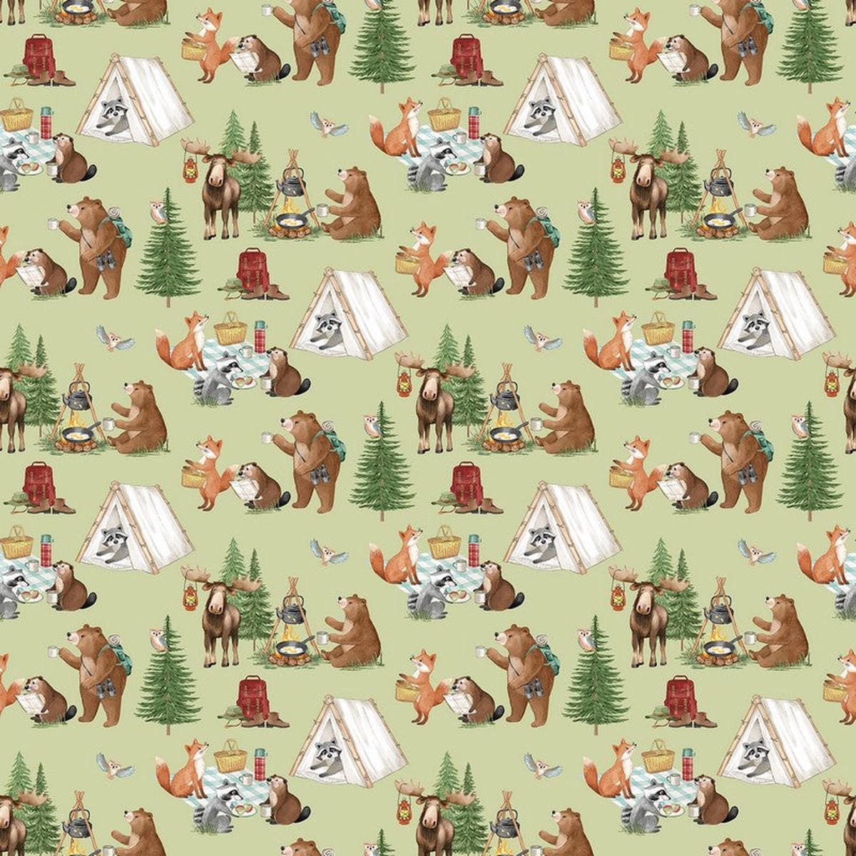 Happy Camper - Day Scene in Green - Deborah Edwards - Northcott (Pre-order: Jan 2027)