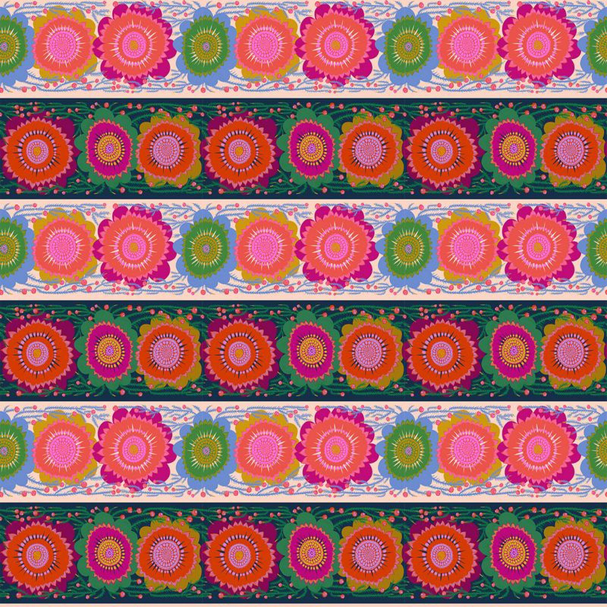 Perennial Borders - Line Dance in Spunky - Anna Maria Textiles (Northcott)