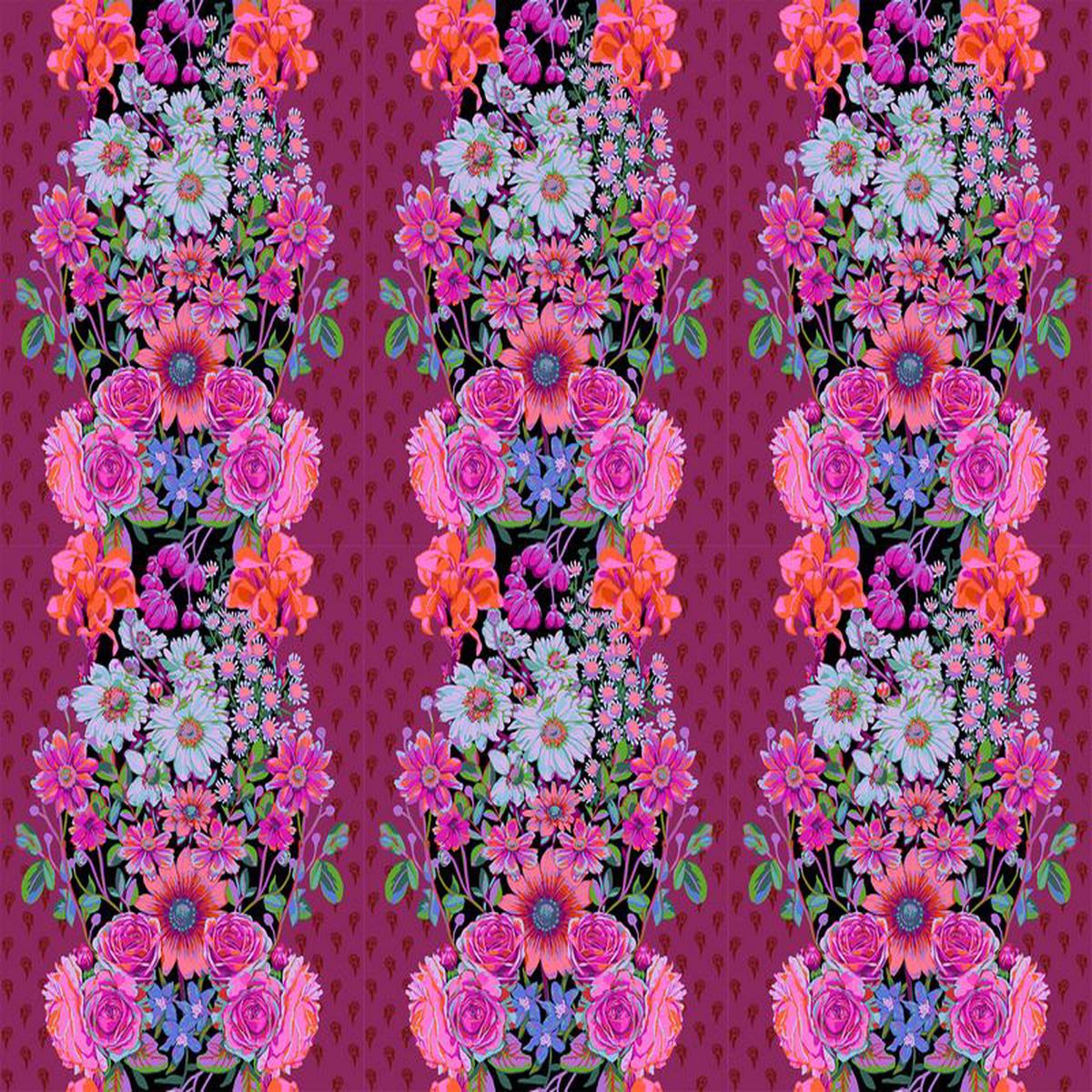 Perennial Borders - Beata's Garden in Plum - Anna Maria Textiles (Northcott)