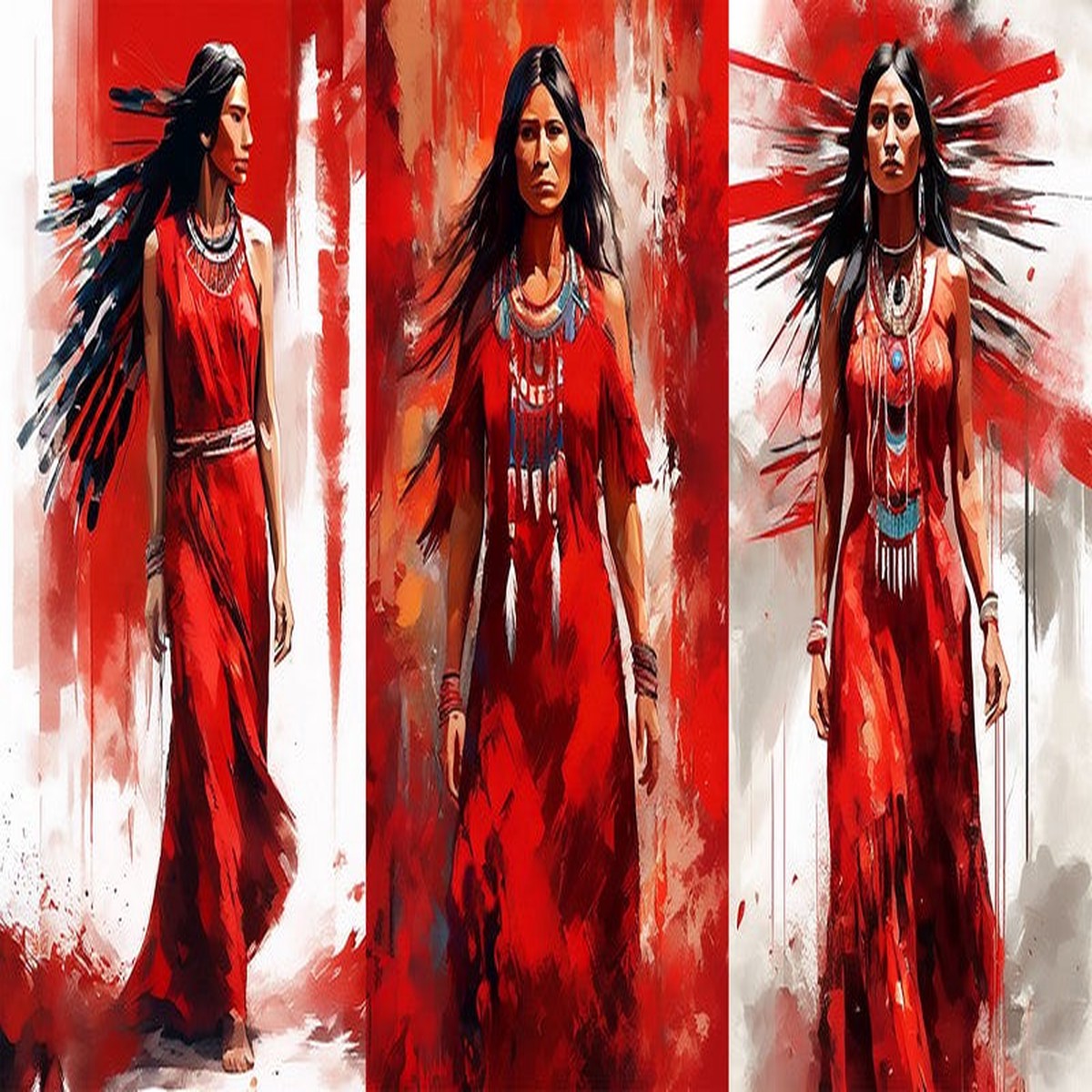 Sacred Sisters - PANEL in Red Multi - Nadine Fortier - Northcott (Pre-order: Sept 2026)