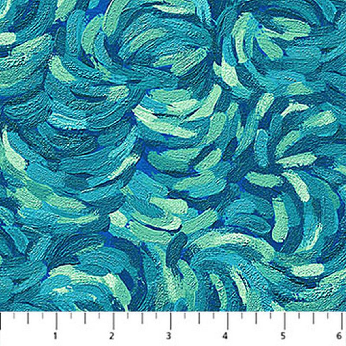 Starry Night - Brushstrokes in Teal - Elena Belokrinitski - Northcott (Pre-order: Oct 2026)