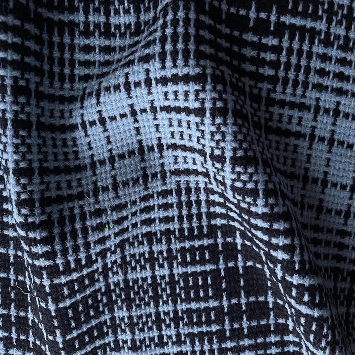 Handsome Summer Sky Blue & Black Mock Glen Plaid Wool (Made in Italy)