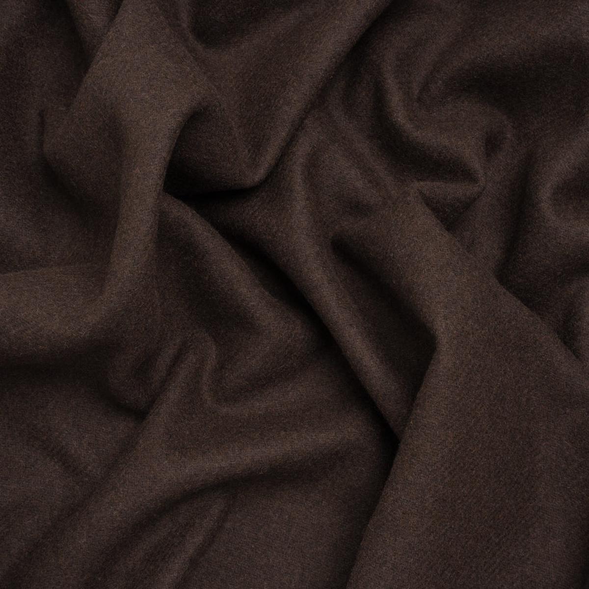 Recycled Brushed Wool Blend Twill Coating - Dark Brown - Made in Italy - Maeve Collection