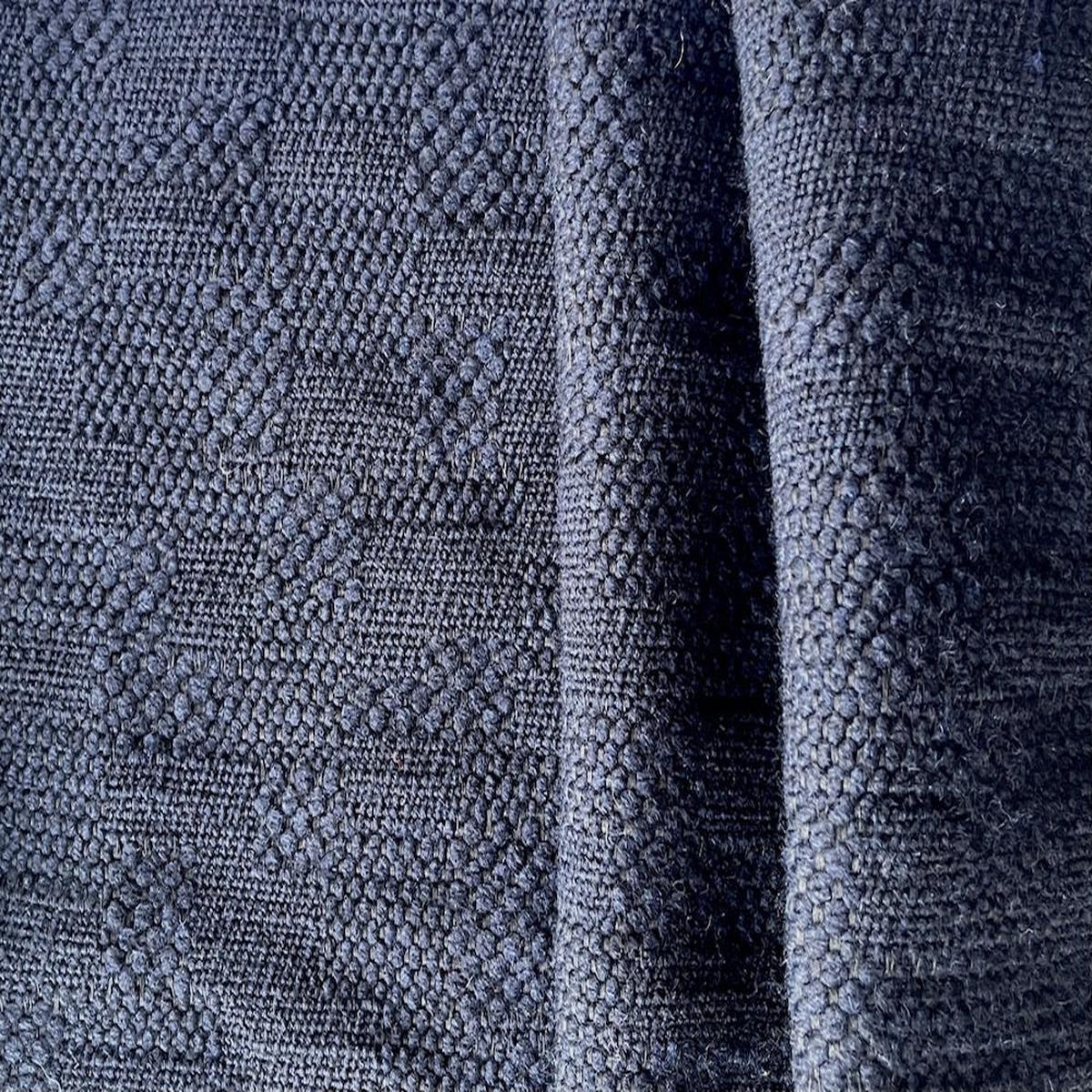 Bold, Geometric Pebbled Navy Wool & Silk Blend Boucl (Made in Italy)