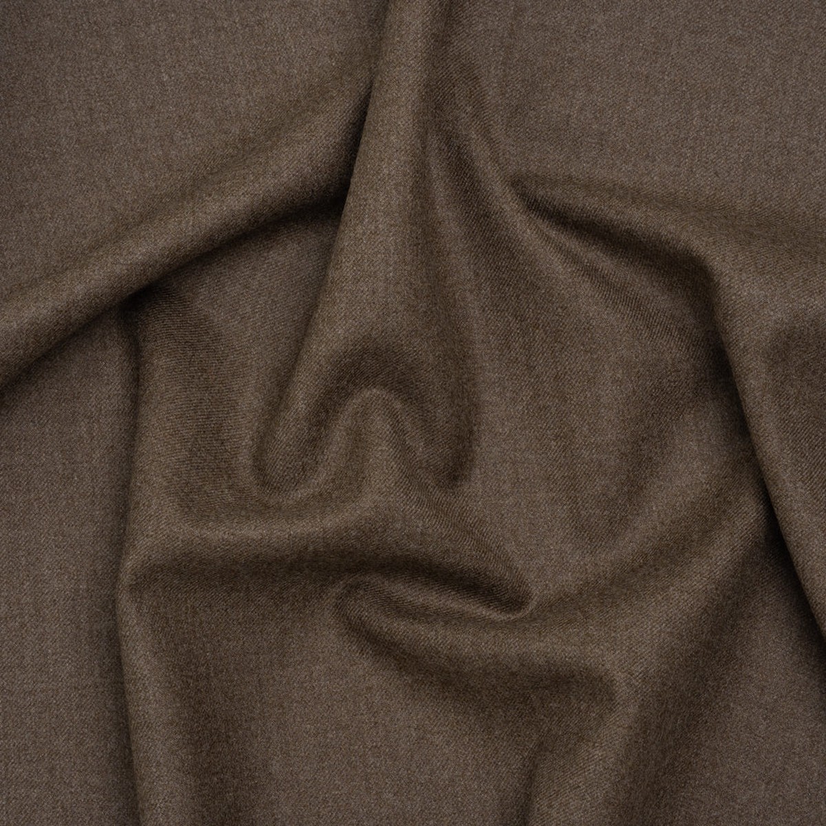 Brushed Virgin Wool Twill Made in Italy - Heathered Light Brown