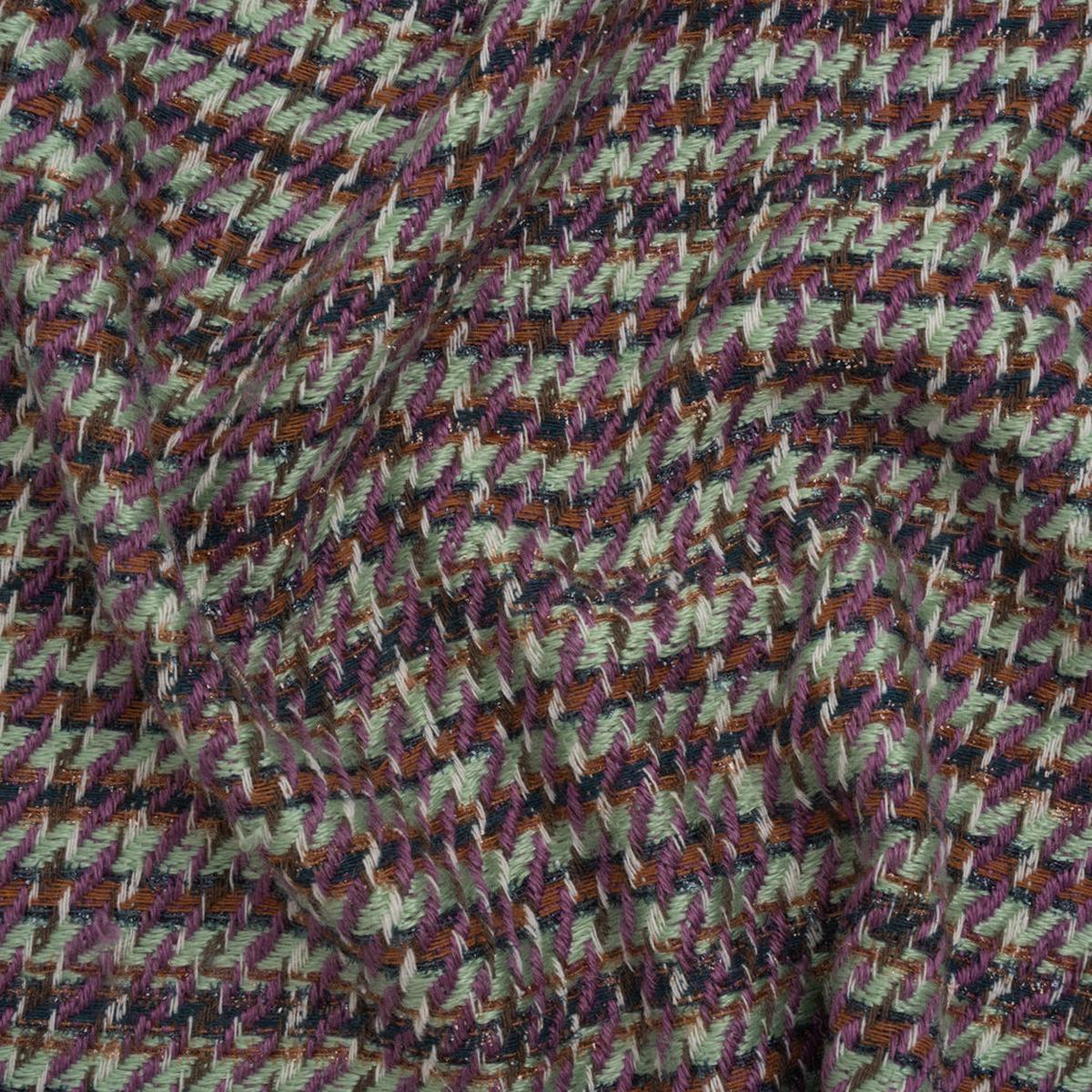 Metallic Wool Blend Tweedy Twill - Purple, Mint and Brown Plaid