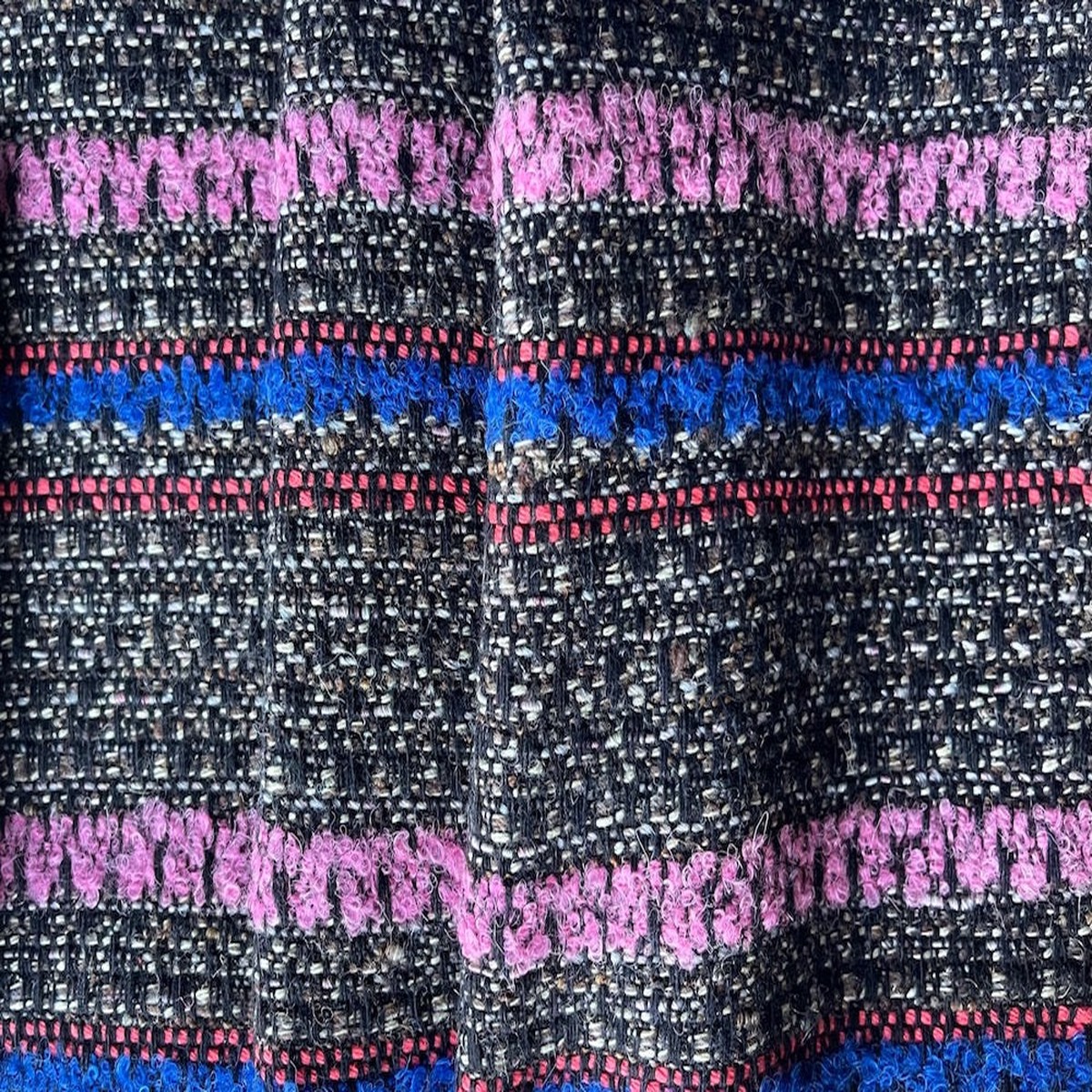 Moderne Brightly Striped Interfaced Wool Blend Boucl (Made in Italy)