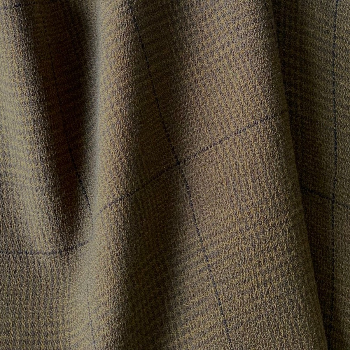 Mushroom Houndtooth Plaid Stretch Virgin Wool Crepe (Made in Italy)