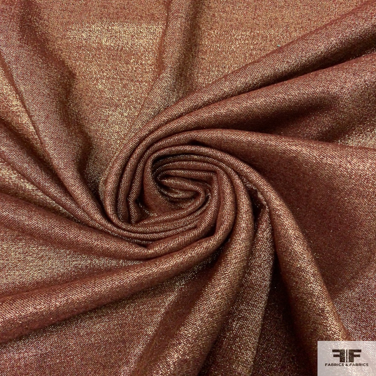 Sparkly Lam Stretch Wool - Gold / Russet Brown