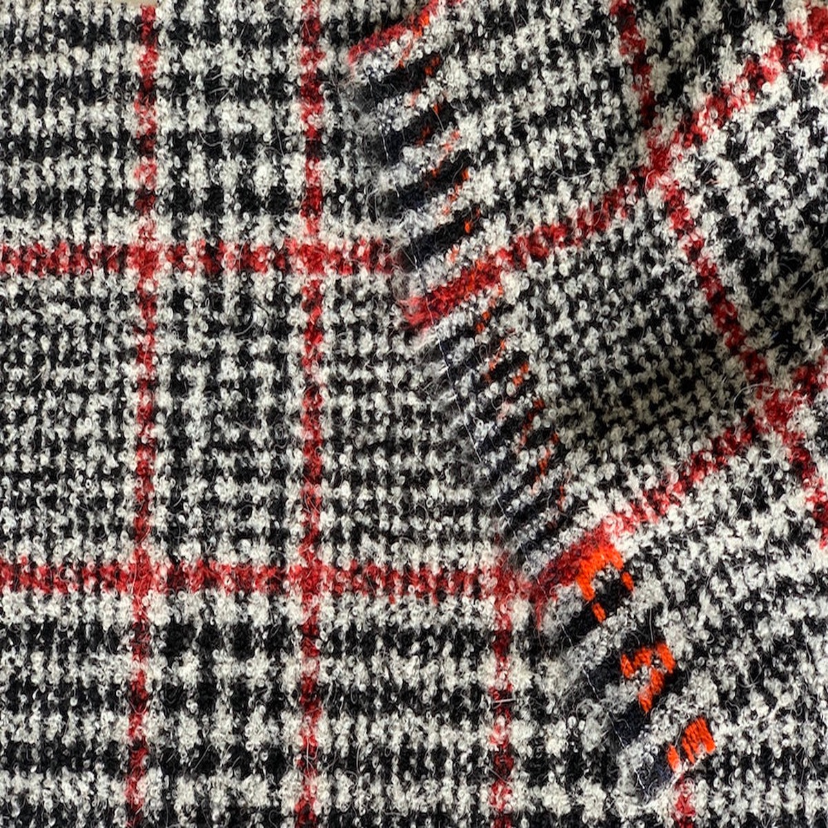 Black & Garnet Glen Plaid Wool Blend Boucl (Made In Italy)