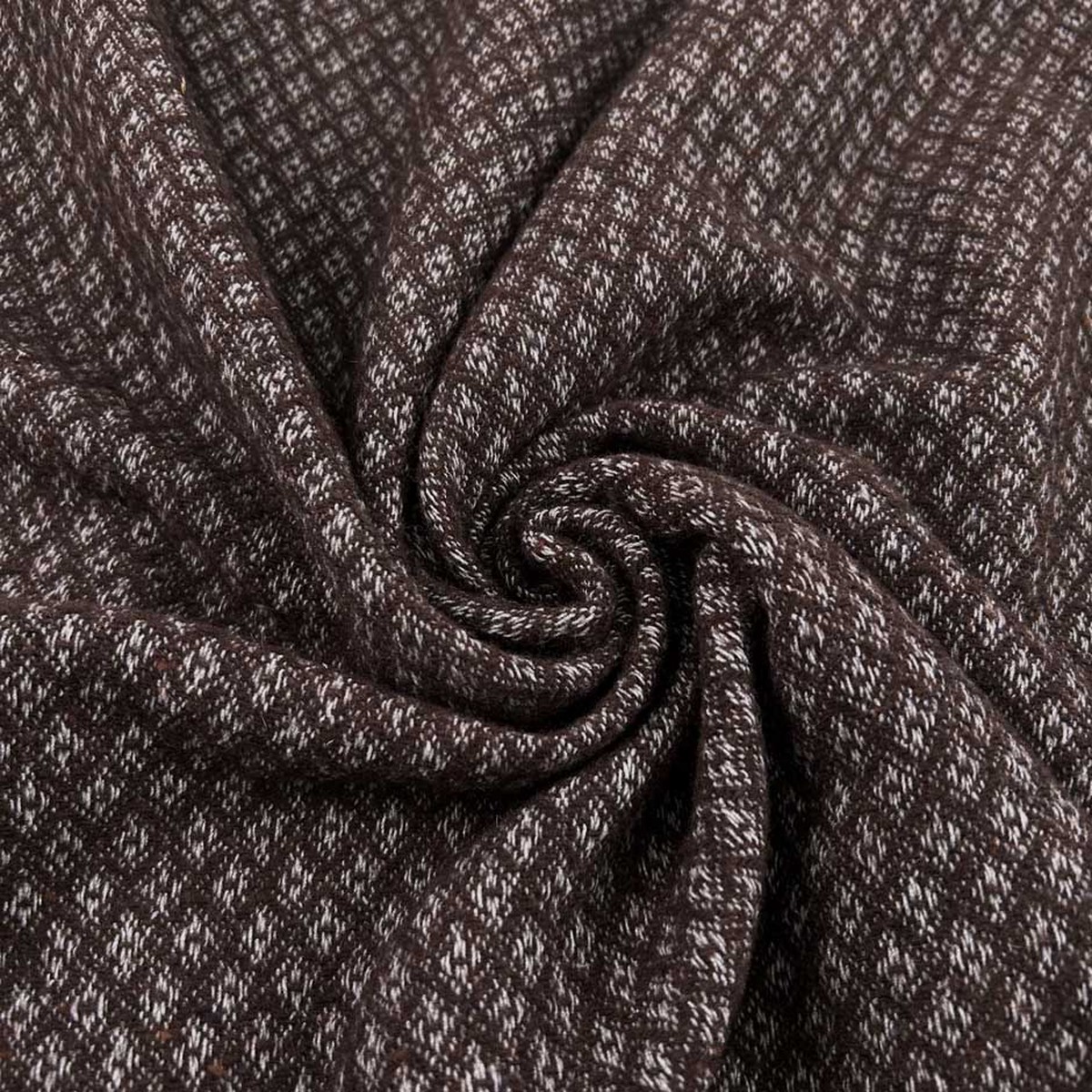 Brown Wool Flannel Jacquard