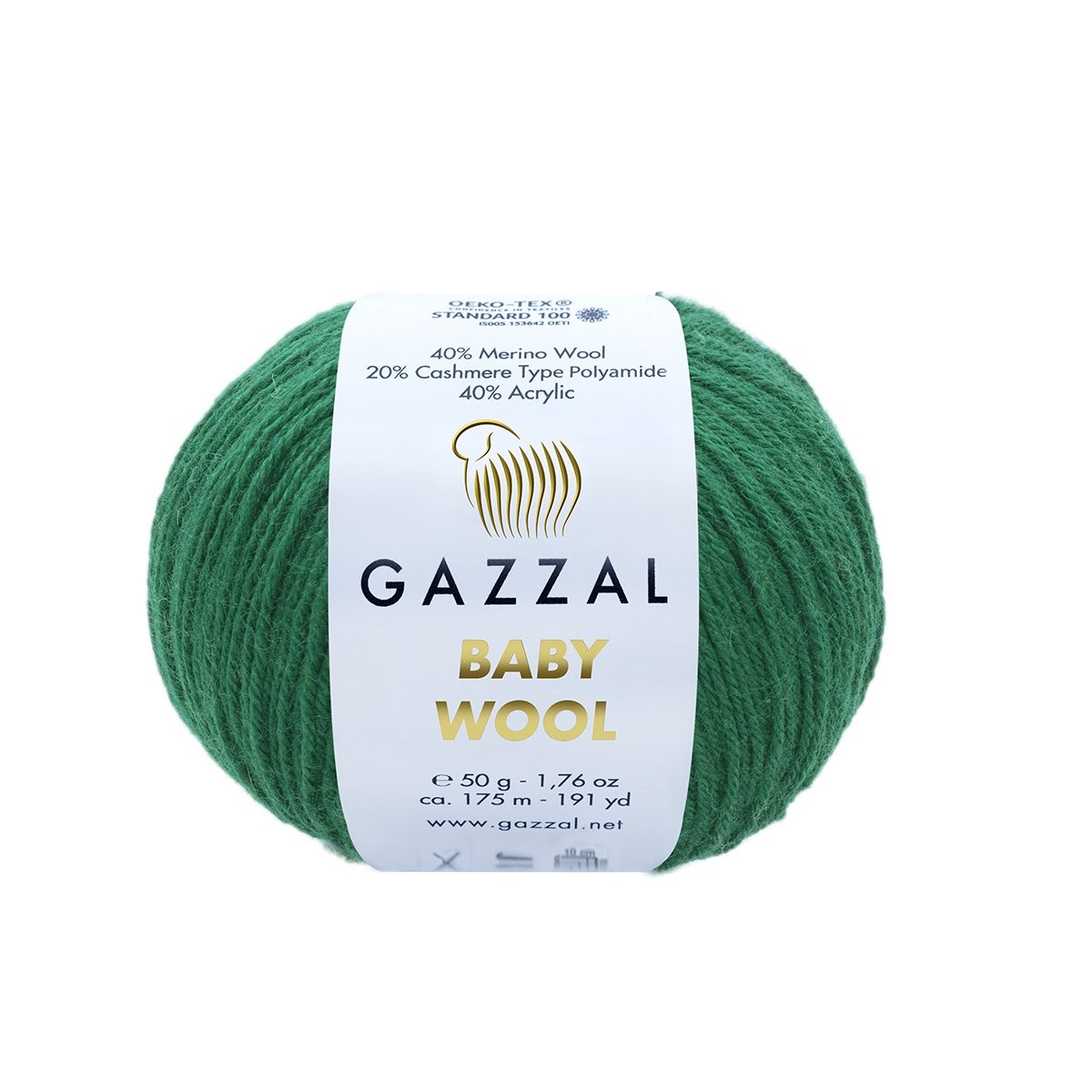 Gazzal Baby Wool Knitting Yarn, Green - 814