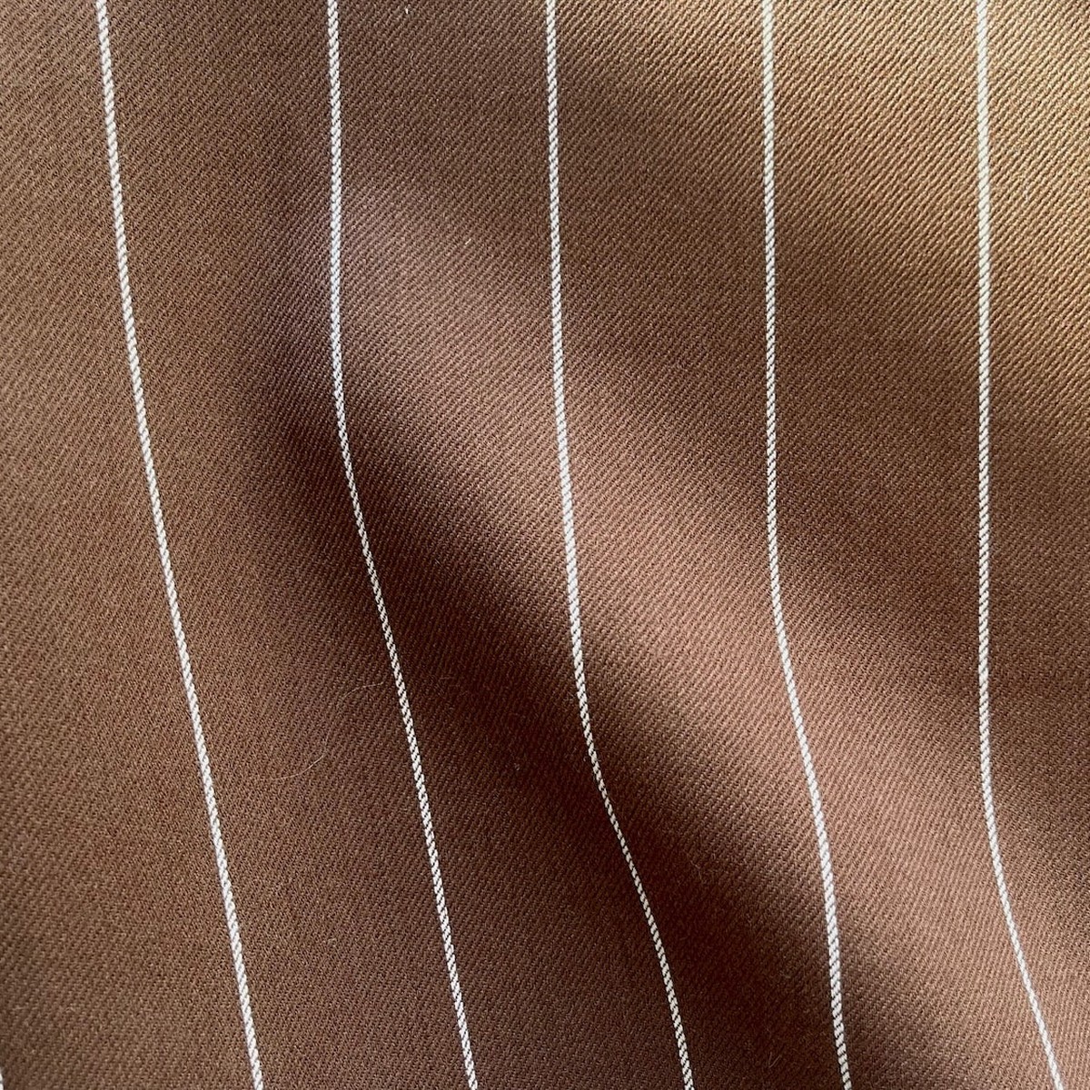 High-End Striped Caf au Lait Double-Faced Wool Twill Coating (Made in Italy)