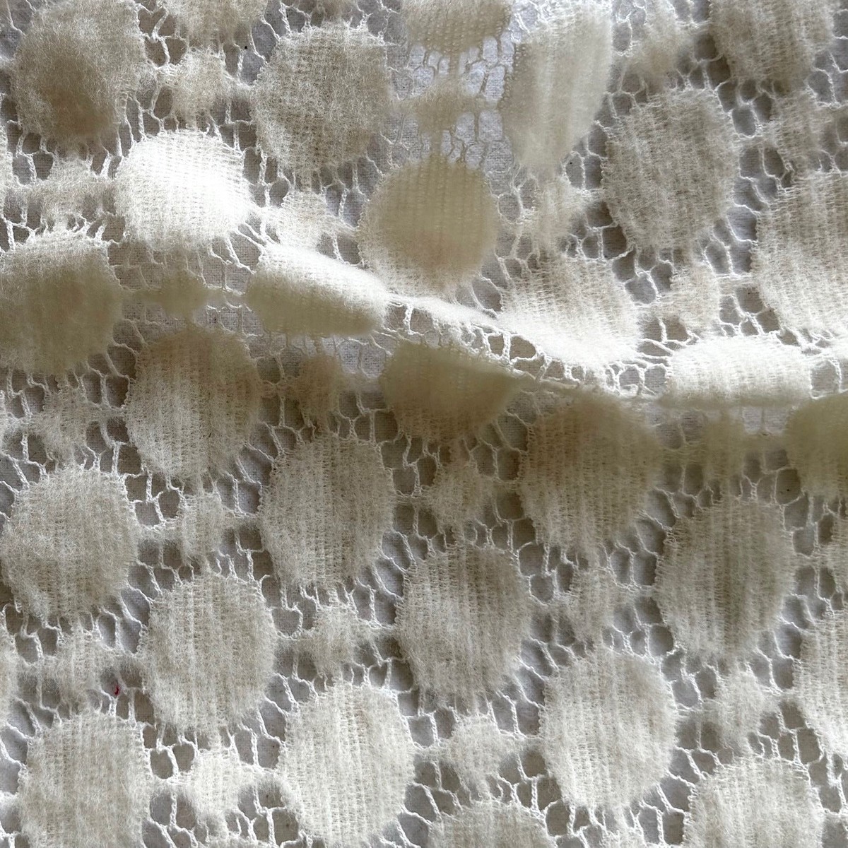 Ivory Open Crocheted Wool Knit