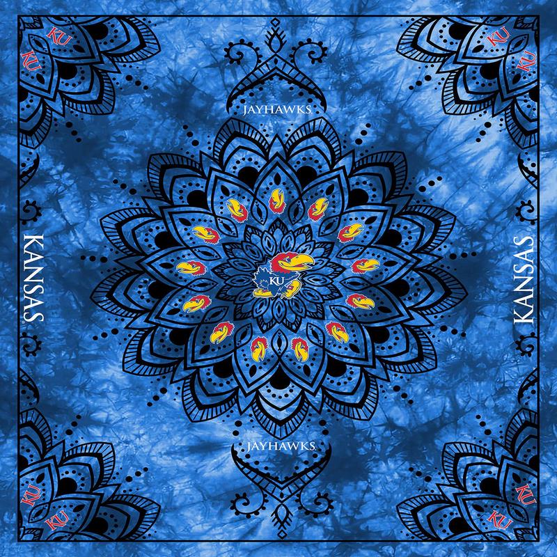 Kansas Jayhawks NCAA Collegiate Tapestry Finished Panel 48"x56" Sykel Polyester Minky Fabric SYK-KS-1360