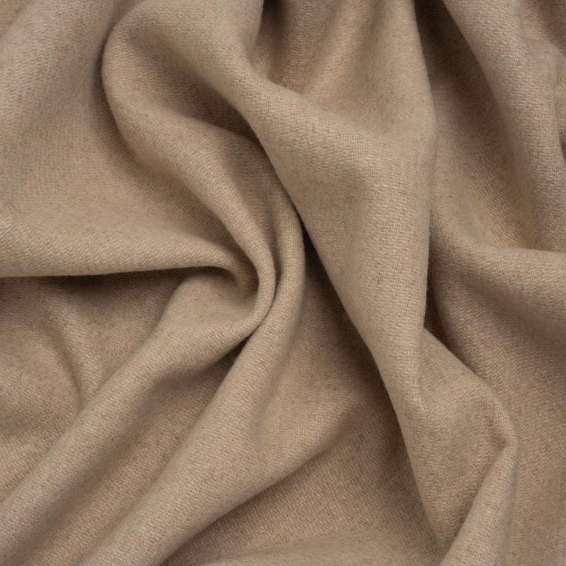 Recycled Brushed Wool Blend Twill Coating - Pasta Beige - Made in Italy - Maeve Collection