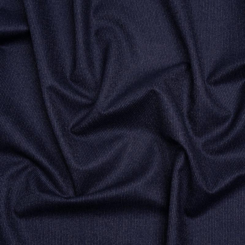 Super 120 Wool Suiting Made in Italy - Blue and White Hairline Stripes - Deadstock